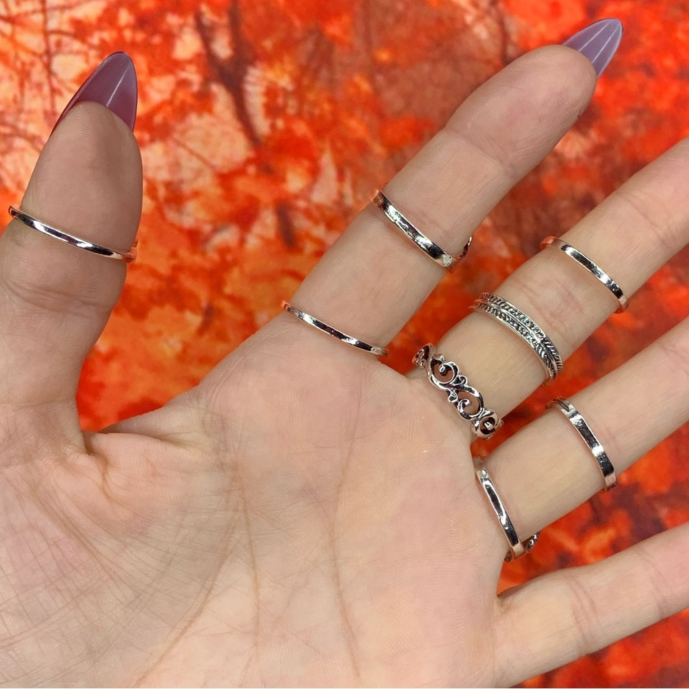 3/$10 NEW Boho Style Rings & MIDI Rings Design Mix / silver tone Bundle NWOT - Picture 6 of 7